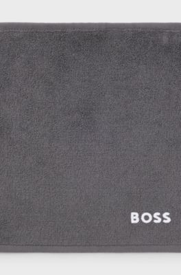 Cotton face cloth with contrast embroidered logo, Dark Grey