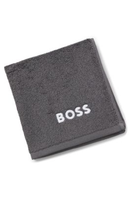 Cotton face cloth with contrast embroidered logo, Dark Grey