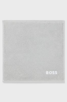Cotton face cloth with contrast embroidered logo, Silver