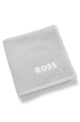 Waschlappen aus Baumwolle mit Kontrast-Logo-Stickerei, Silber