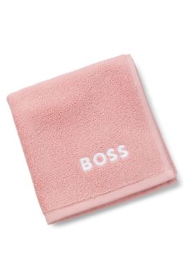 Cotton face cloth with contrast embroidered logo, Light Pink