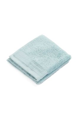 Serviette de toilette en coton &agrave; broderie, Bleu