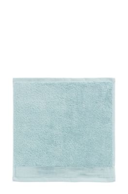 Serviette de toilette en coton &agrave; broderie, Bleu