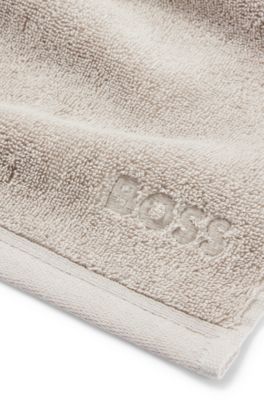 Aegean-cotton face cloth with tonal logo, Beige