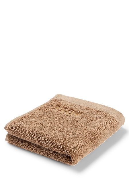 Waschlappen aus ägäischer Baumwolle mit tonalem Logo, Braun