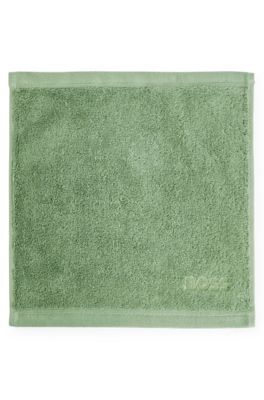 Aegean-cotton face cloth with tonal logo, Green
