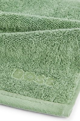 Aegean-cotton face cloth with tonal logo, Green