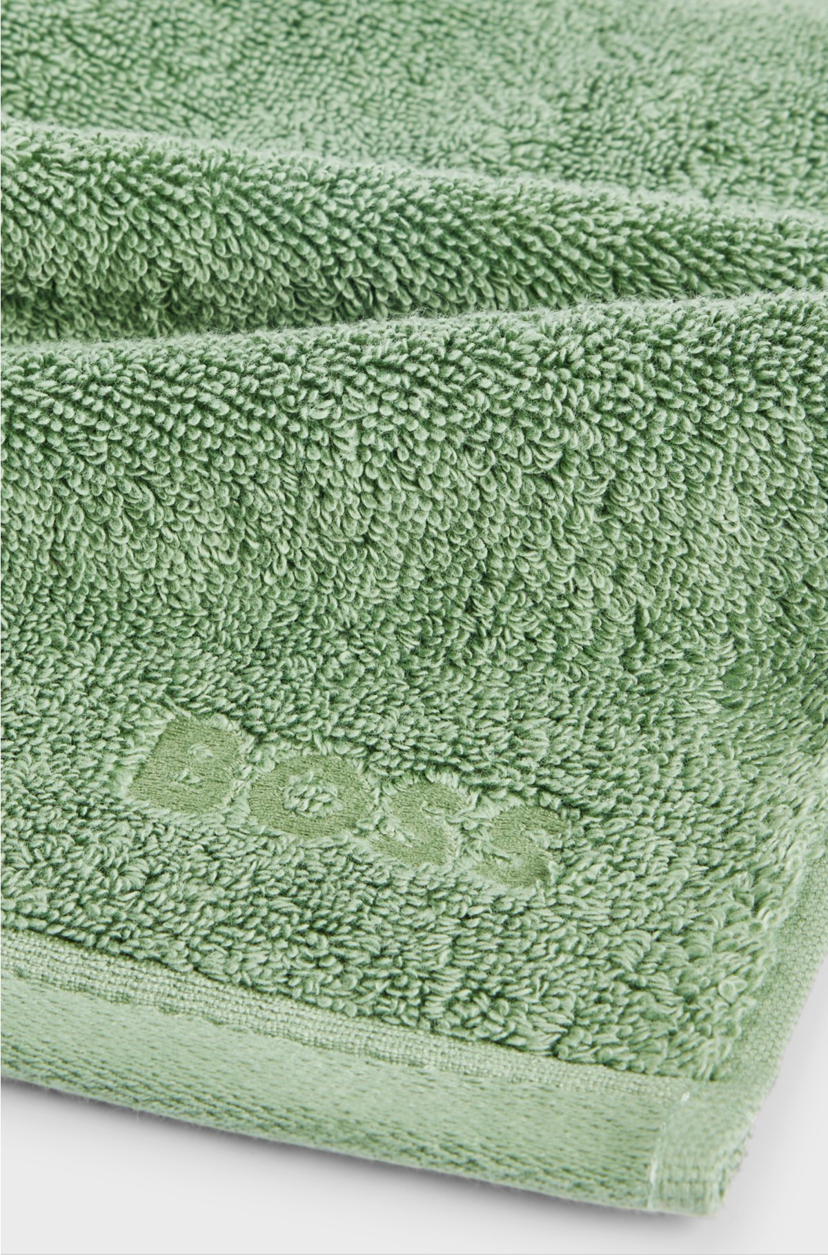 Aegean-cotton face cloth with tonal logo, Green