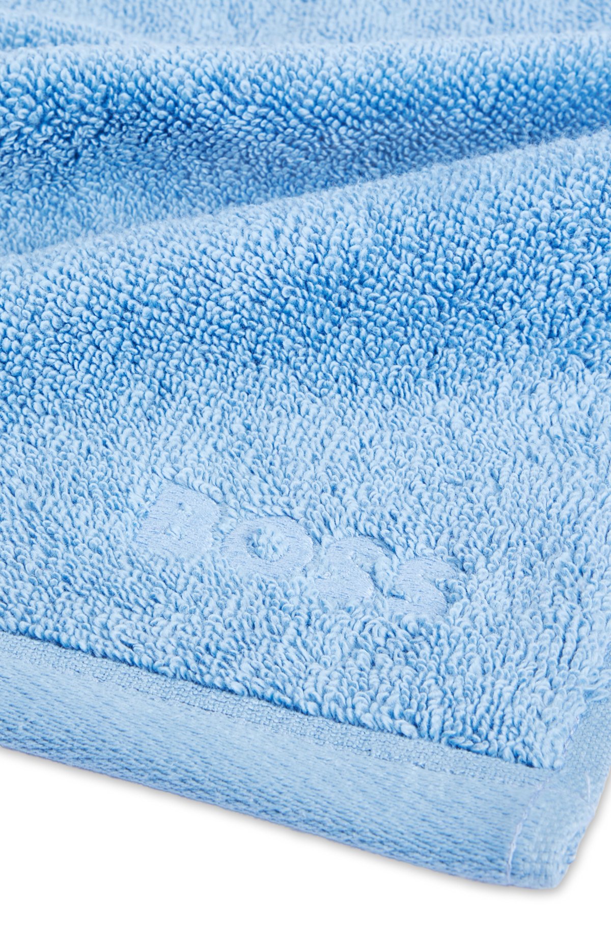 Aegean-cotton face cloth with tonal logo, Blue