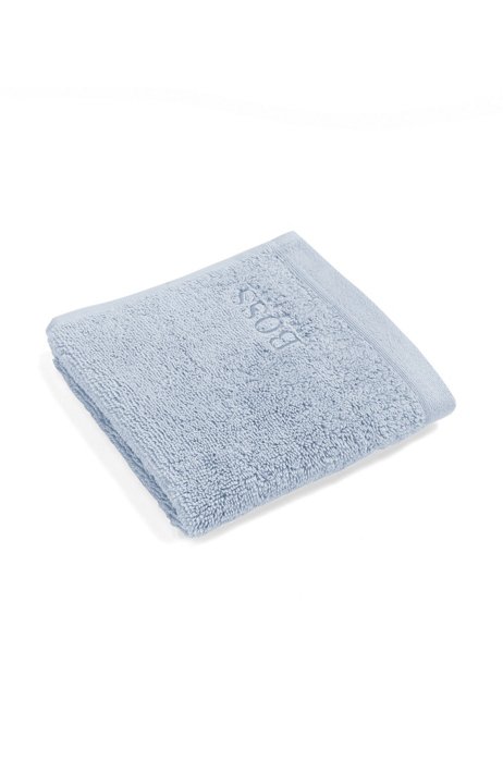 Waschlappen aus gekämmter ägäischer Baumwolle mit Logo, Hellblau