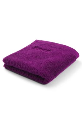 Aegean-cotton face cloth with tonal logo, Purple