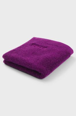 Aegean-cotton face cloth with tonal logo, Purple