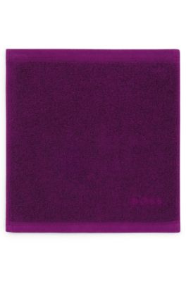Aegean-cotton face cloth with tonal logo, Purple