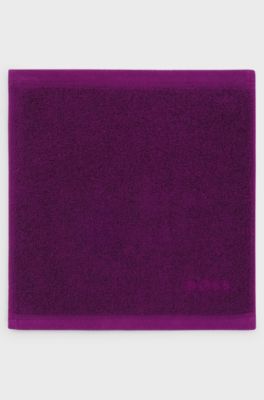 Aegean-cotton face cloth with tonal logo, Purple
