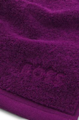 Aegean-cotton face cloth with tonal logo, Purple