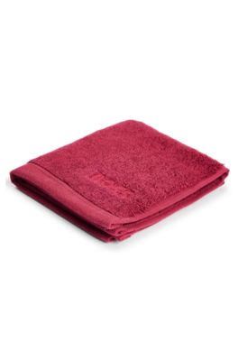 Serviette de toilette en coton de la mer &Eacute;g&eacute;e avec logo ton sur ton, Rouge sombre