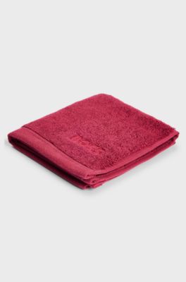 Aegean-cotton face cloth with tonal logo, Dark Red