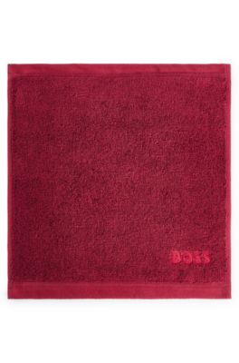 Serviette de toilette en coton de la mer &Eacute;g&eacute;e avec logo ton sur ton, Rouge sombre