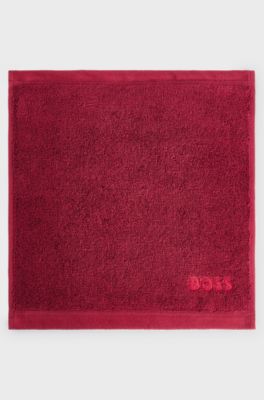 Aegean-cotton face cloth with tonal logo, Dark Red