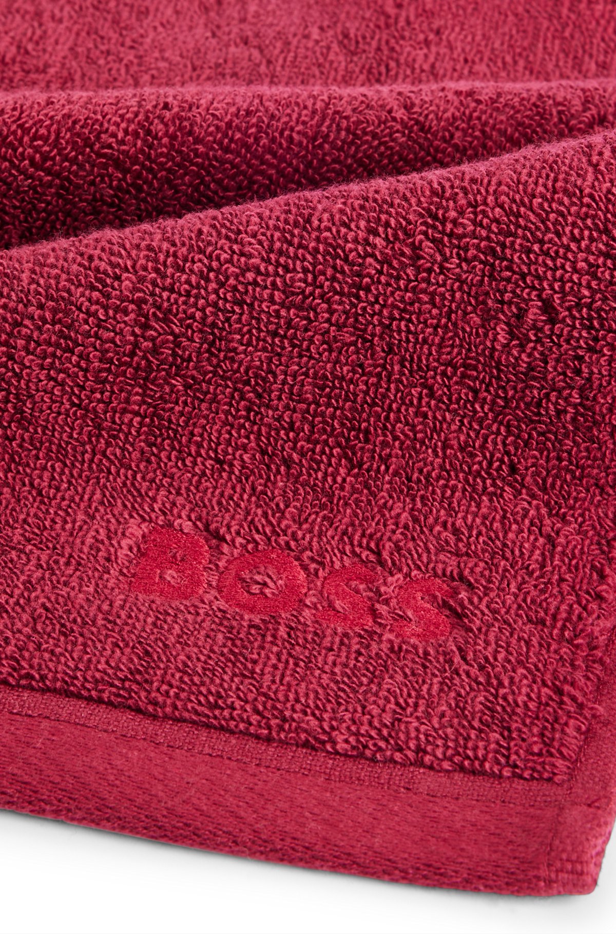 Aegean-cotton face cloth with tonal logo, Dark Red