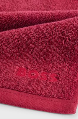 Aegean-cotton face cloth with tonal logo, Dark Red