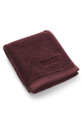 Aegean-cotton face cloth with tonal logo, Dark Red