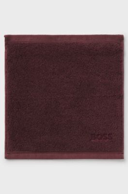 Aegean-cotton face cloth with tonal logo, Dark Red