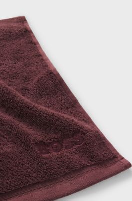 Aegean-cotton face cloth with tonal logo, Dark Red