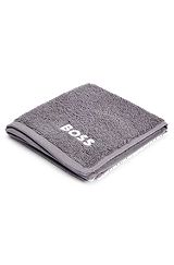 Cotton face cloth with white logo embroidery, Dark Grey