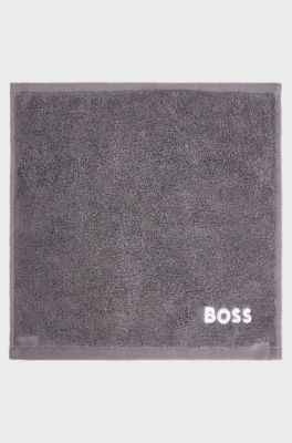 Cotton face cloth with white logo embroidery, Dark Grey