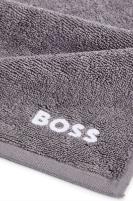 コットン ハンドタオル ホワイトロゴ エンブロイダリー, ダークグレー