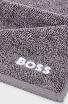 Cotton face cloth with white logo embroidery, Dark Grey