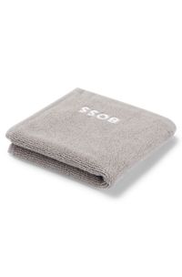 Cotton face cloth with white logo embroidery, Grey