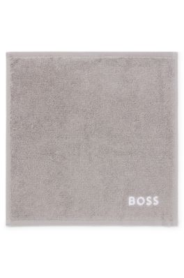 Cotton face cloth with white logo embroidery, Grey