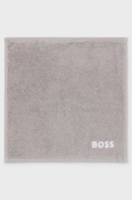 Cotton face cloth with white logo embroidery, Grey
