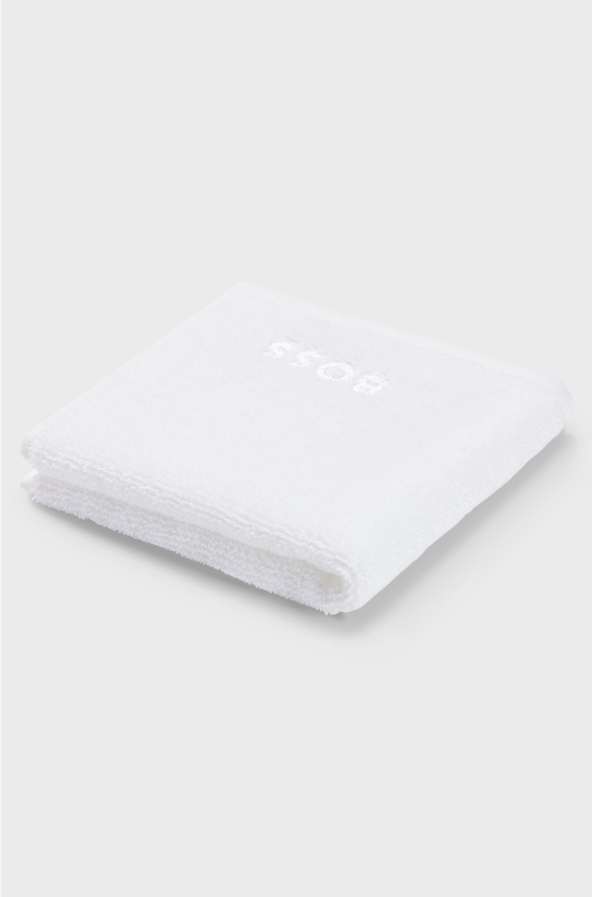 Cotton face cloth with white logo embroidery, White