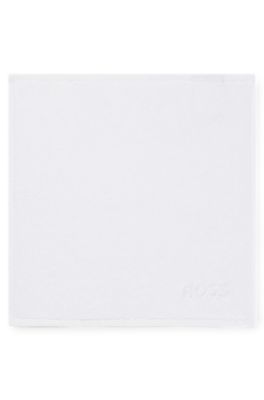 Cotton face cloth with white logo embroidery, White