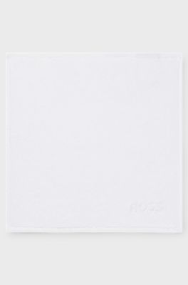 Cotton face cloth with white logo embroidery, White
