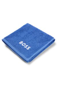 Serviette de toilette en coton avec logo brodé blanc, Bleu