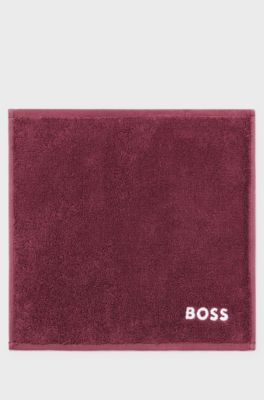 Cotton face cloth with white logo embroidery, Dark Purple