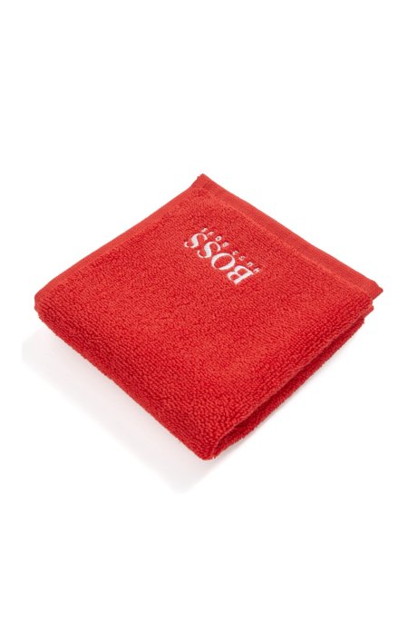 Finest Egyptian cotton face cloth with logo embroidery, Red