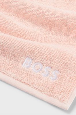 Cotton face cloth with white logo embroidery, Pink