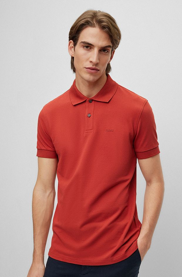 Regular-fit polo shirt with logo embroidery, Red