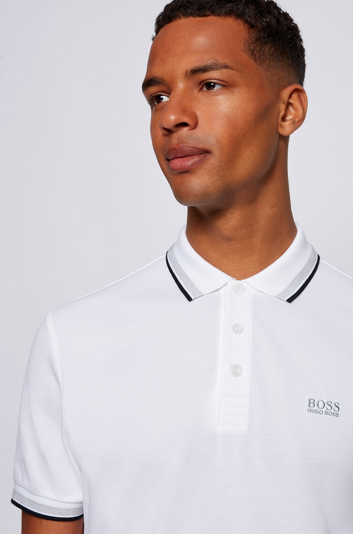 BOSS - Regular fit polo shirt with three-button placket