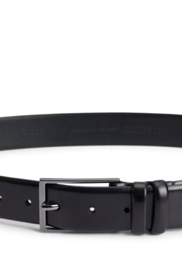 Tanned-leather belt with pin buckle