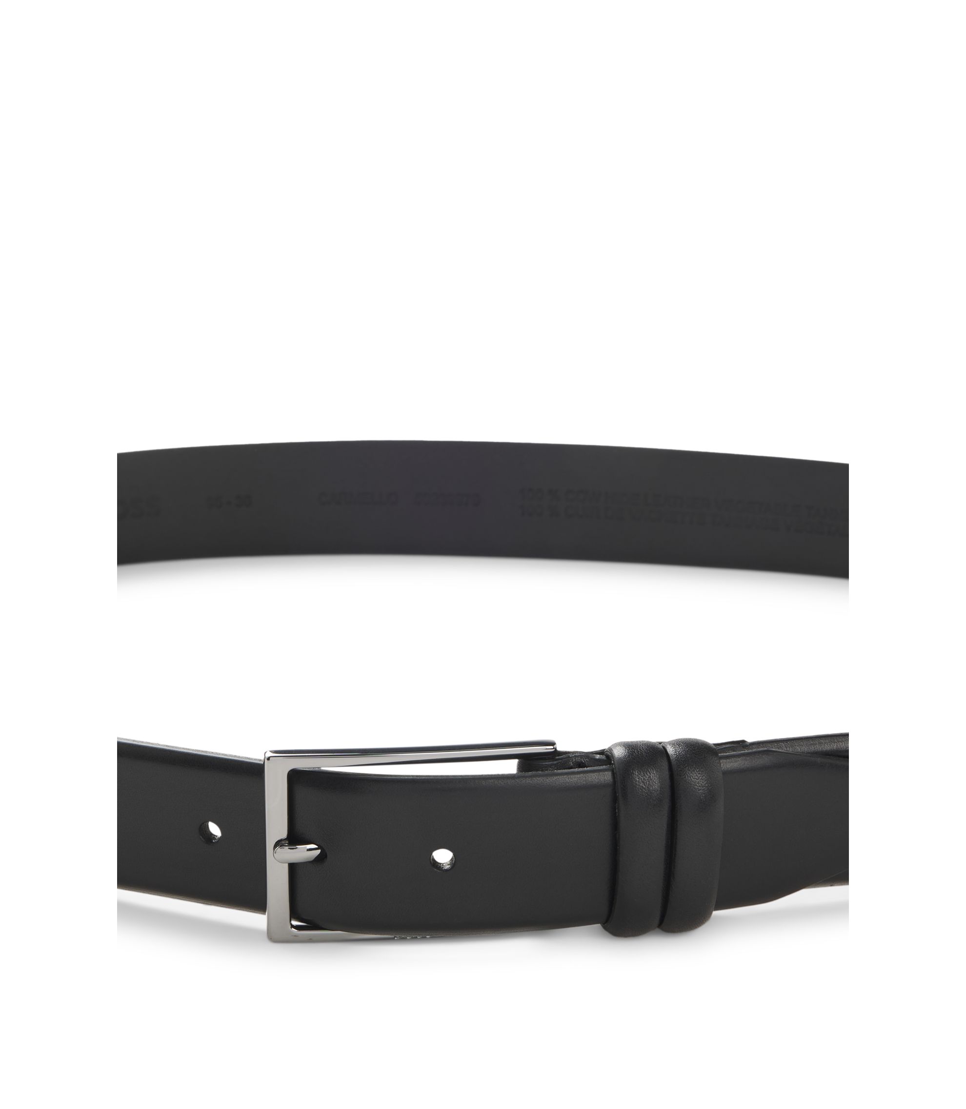 BOSS - Vegetable-tanned leather belt with gunmetal hardware - Black