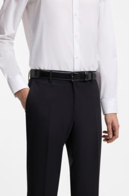 Tanned-leather belt with pin buckle