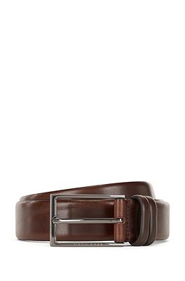 BOSS Vegetable tanned leather belt with gunmetal hardware