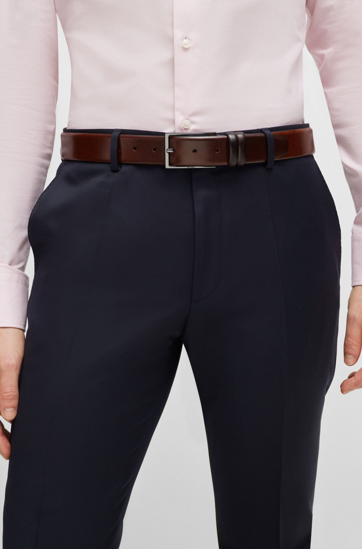 Ufficio Men's Genuine Leather Jeans Belt (Casual, Tan)