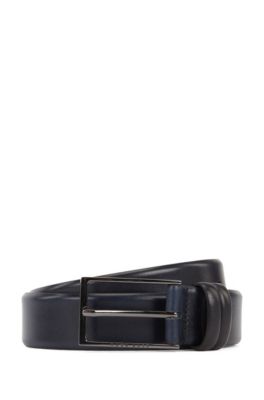 Hugo Boss - Two Tone Belt In Vegetable Tanned Leather - Dark Blue